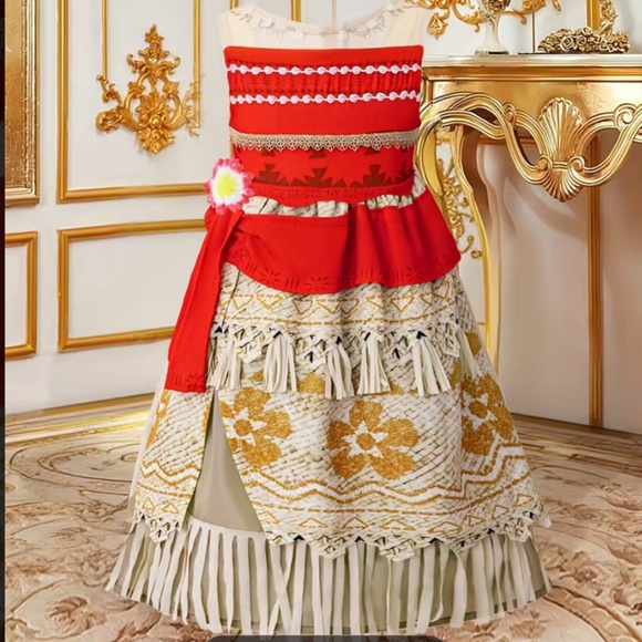 MOANA Red & White Tiered Skirt with Tassel Hem, Lace Trim,  sz 6 - Picture 1 of 10